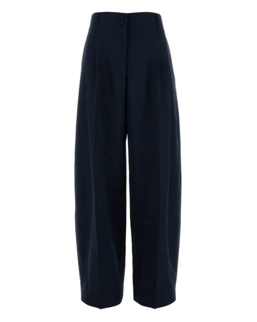 McQueen Blue Pleated Wool Trousers