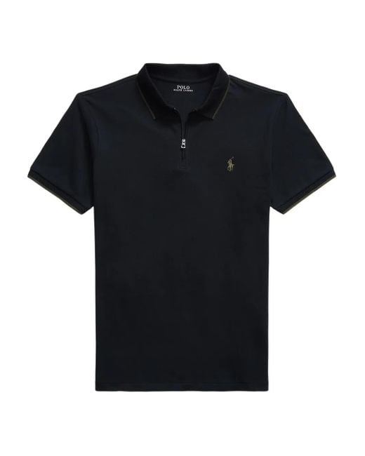 Polo Ralph Lauren Black Zip-Neck Polo Shirt for men