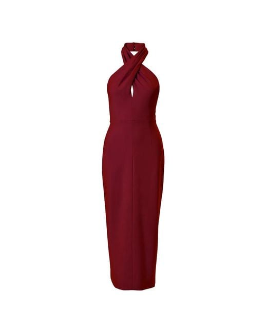 Carolina Herrera Red Robe Mi-Longue Torsadée À Dos Nu