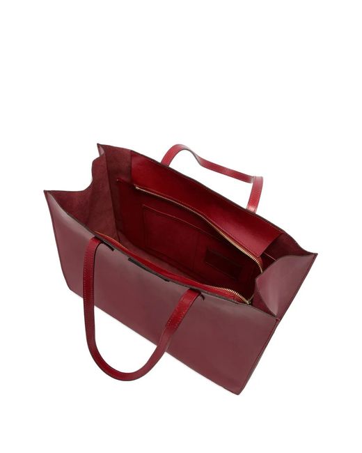 The Bridge Red Logo-Plaque Leather Tote Bag