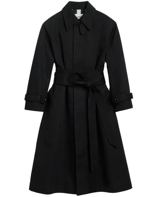 Gabardina Con Cinturón AMI de color Black