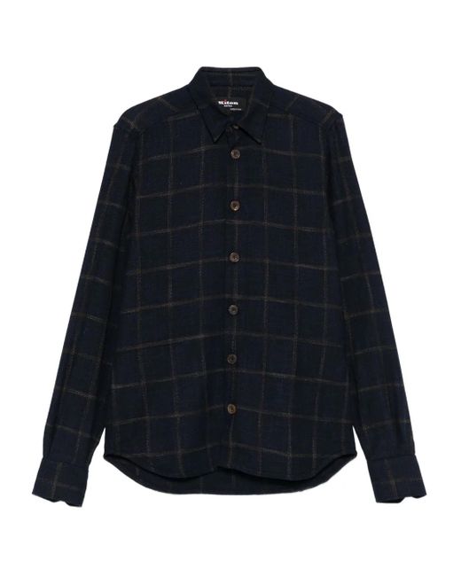 Kiton Blue Checked Buttoned Shirt for men