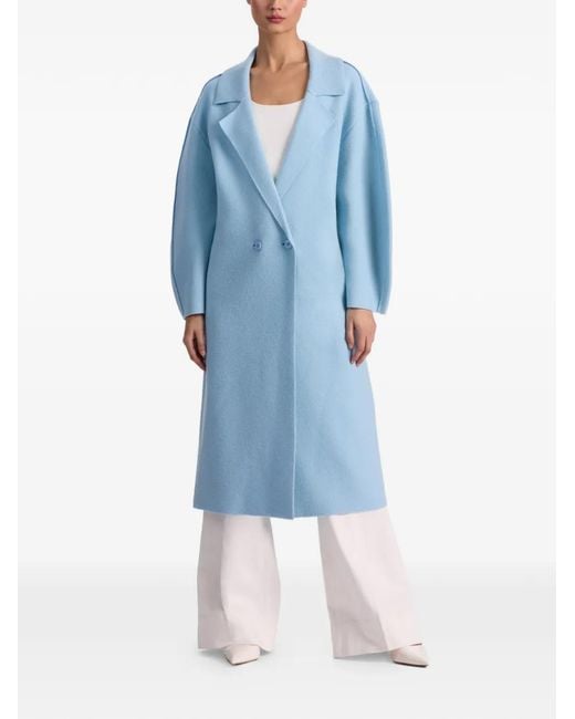 Alice + Olivia Blue Manteau Waverly Cocoon À Boutonnière Croisée