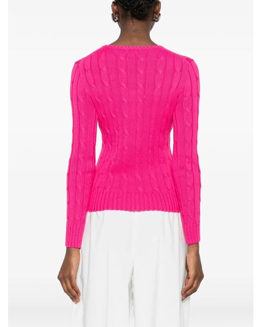 Polo Ralph Lauren Pink Cable Knit Crew Neck Sweater