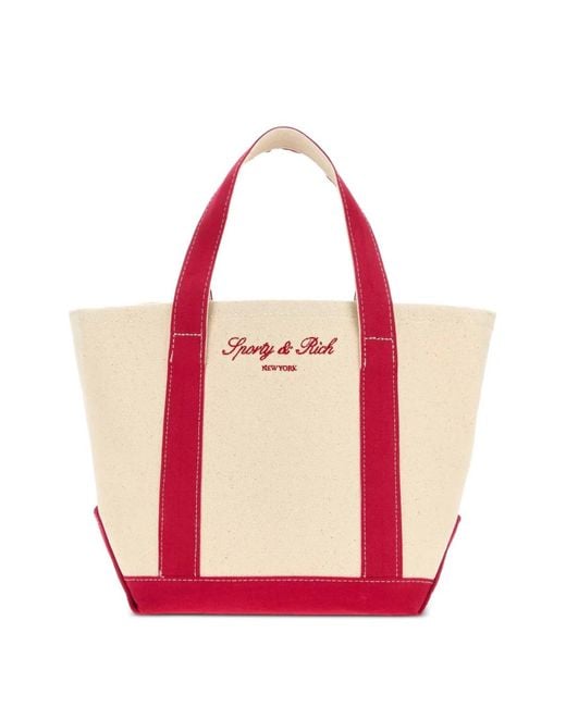 Sporty & Rich Pink Signature Ny Logo Canvas Tote Bag for men