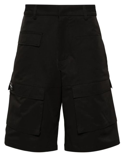 HELIOT EMIL Black Cellulae Cargo Shorts for men