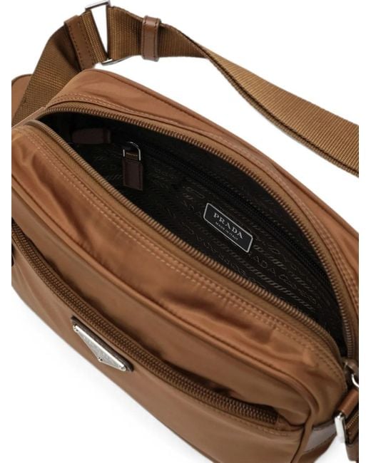 Prada Brown Mini Re-Nylon Logo-Plaque Cross Body Bag