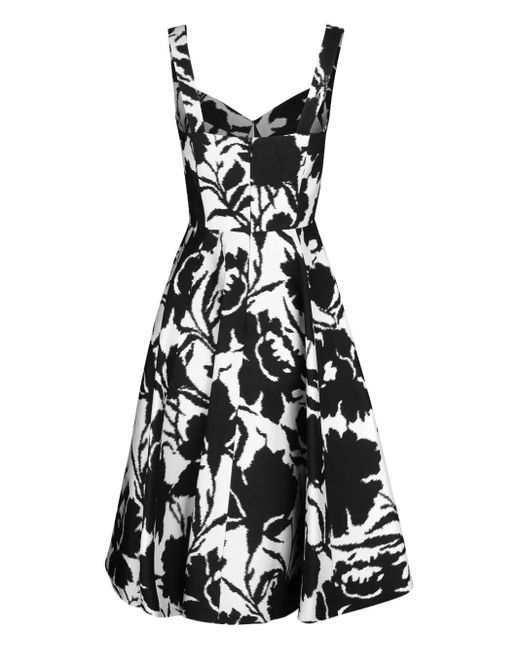 Michael Kors White Bustier Floral-Print Dress