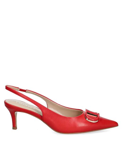 Twinset Red 60Mm Oval T Slingback Pumps