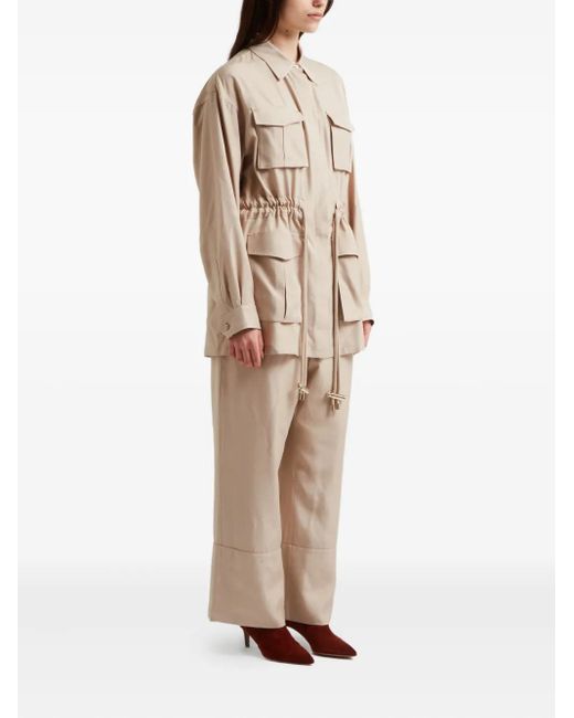 Elie Saab Natural Drawstring-Waist Jacket