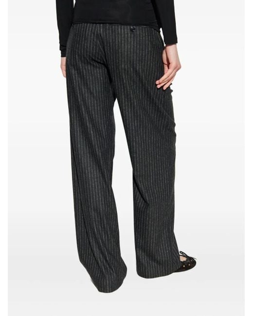 Isabel Marant Black Gerade Hose mit Nadelstreifen