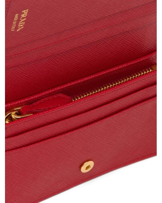 Prada Red Small Logo-Plaque Wallet