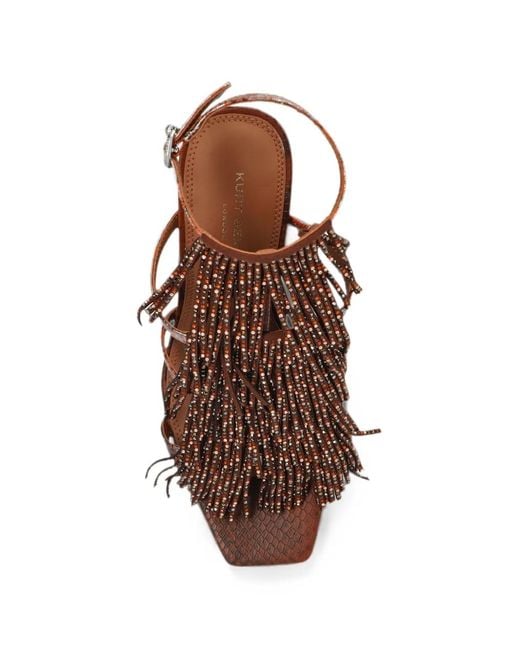 Kurt Geiger Brown Fringe Sandals 90