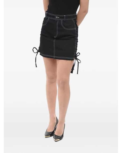 Julfer Black Lace-Up Mini Skirt