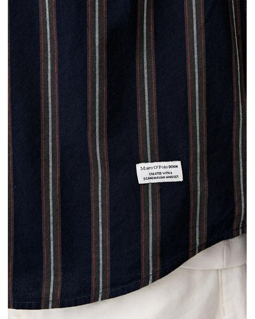 Marc O' Polo Blue Vertical-Stripe Chest-Pocket Shirt for men