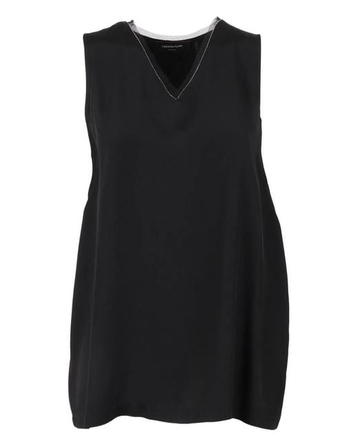 Fabiana Filippi Black V-Neck Tank Top