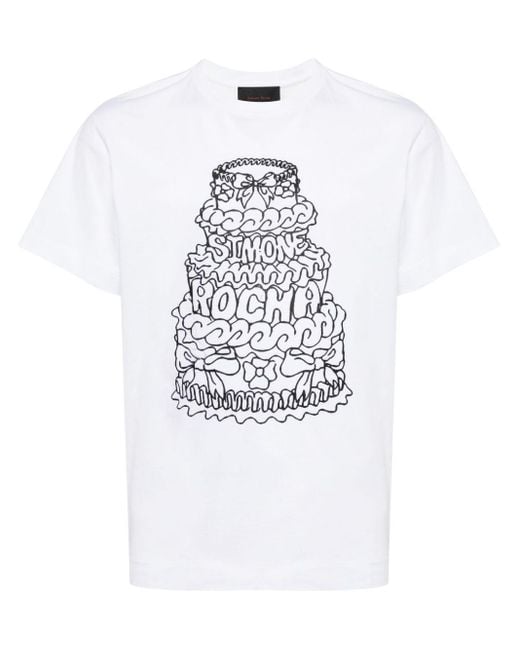 Simone Rocha White T-Shirt mit Kuchen-Print