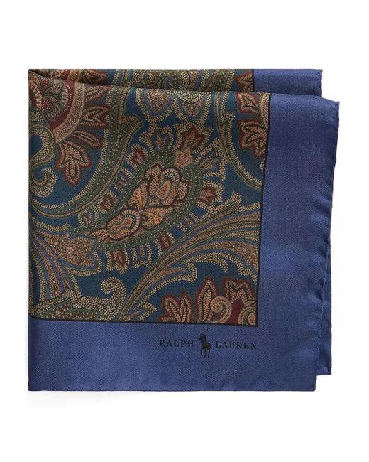 Polo Ralph Lauren Blue Paisley-Pattern Pocket Square for men