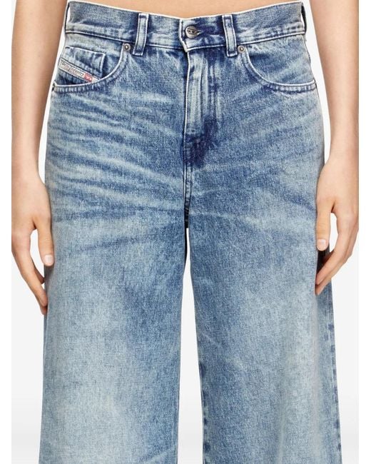 DIESEL Blue Straight-Cut Classic Denim Jeans With Subtle Stitc