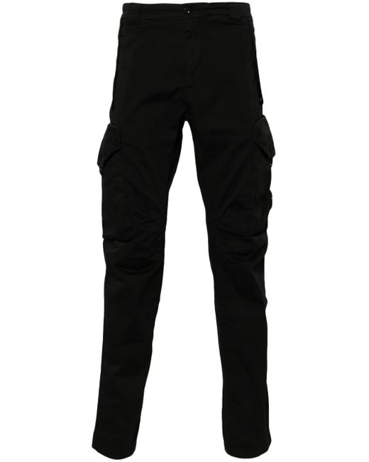 C P Company Black Cotton Cargo Trousers for men