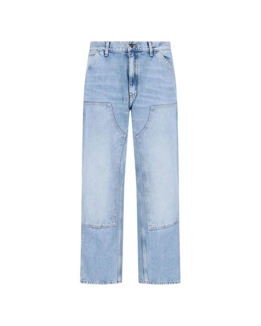 Carhartt Blue Double Knee Belt-Loop Jeans for men