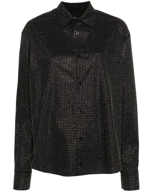 GIUSEPPE DI MORABITO Black Rhinestone-embellished Poplin Shirt