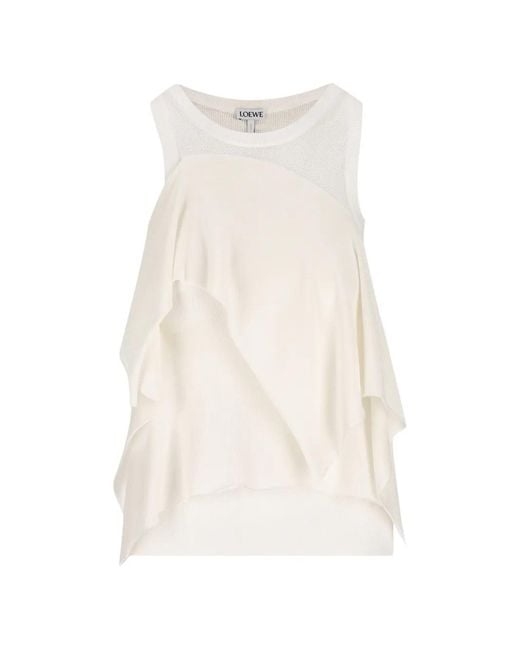 Loewe White Layered Ruffled Top