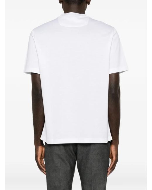 Brioni White Logo-Embroidered T-Shirt for men