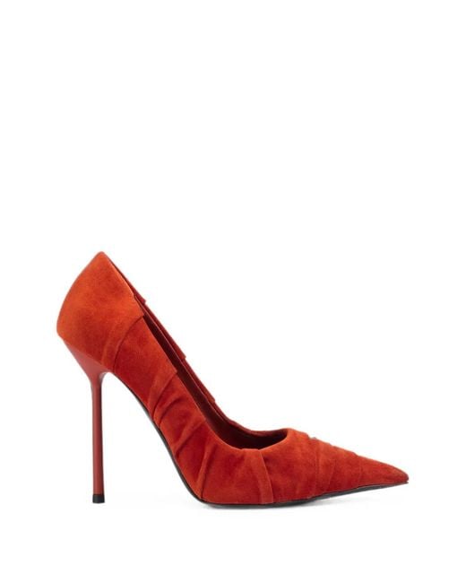 Le Silla Red Bella Ruched Calf Suede Pumps