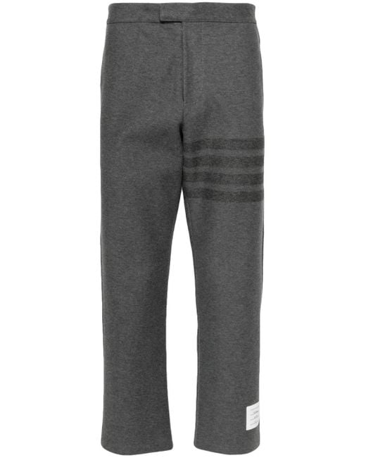 Thom Browne Gray Mid-Rise Twill Tapered Trousers for men