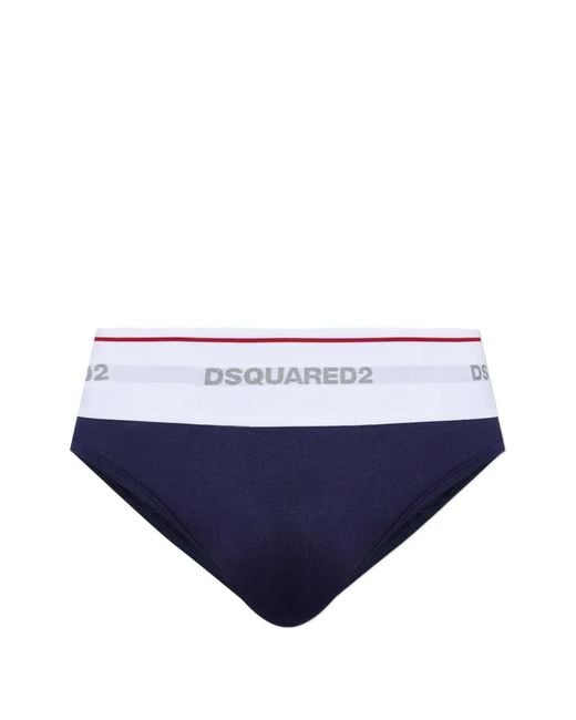 DSquared² Blue Logo-Waistband Briefs for men