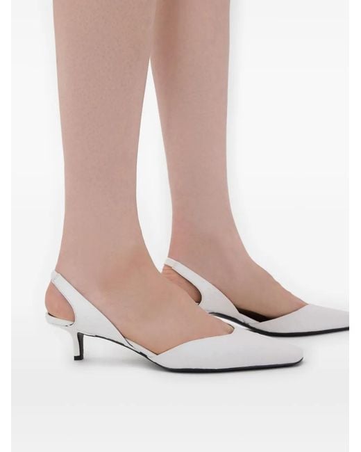 Loulou de Saison White Square-Toe Slingback Pumps
