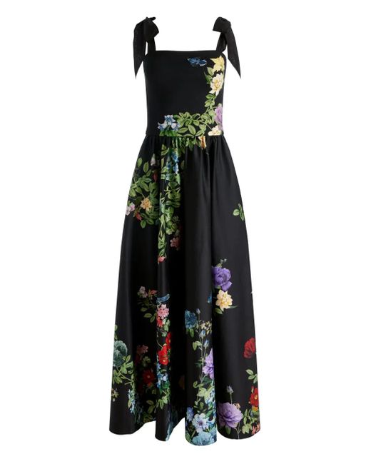 Robe Oriana À Fleurs Alice + Olivia en coloris Black