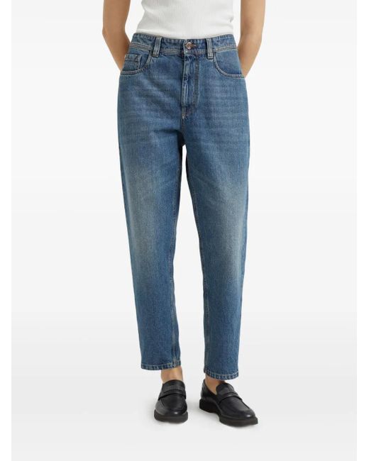 Brunello Cucinelli Blue Baggy Tapered Jeans