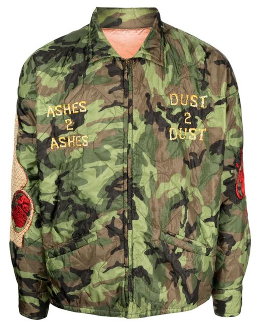SAINT Mxxxxxx Green Embroidered Camouflage-Print Jacket for men