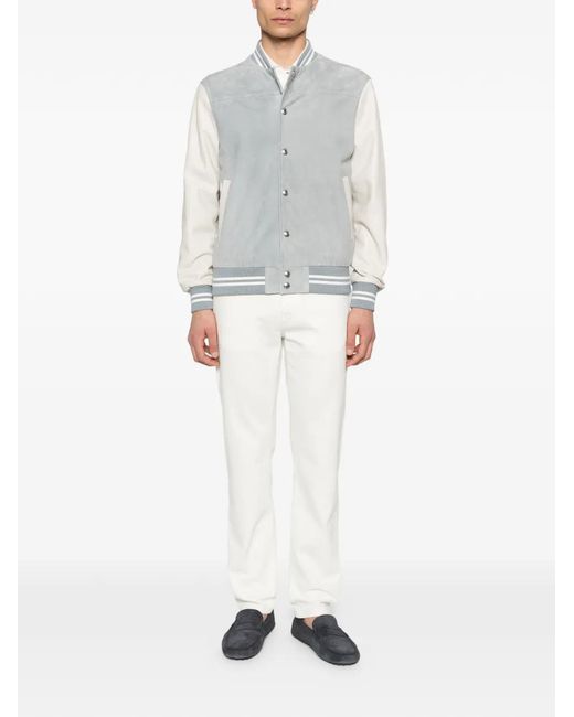 Eleventy Gray Striped-Trim Jacket for men