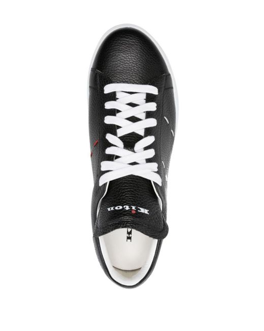 Kiton Black Seam-detail Leather Sneakers for men