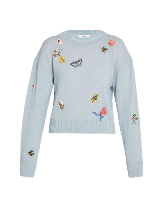 Erdem Blue Embellished Crew-Neck Sweater