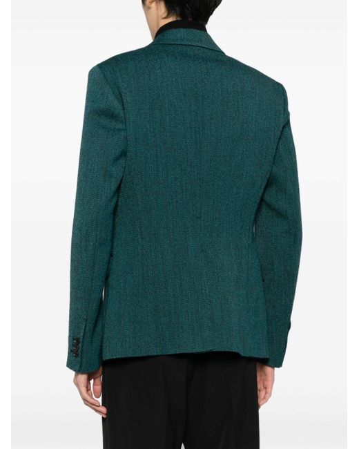 Versace Green Single-breasted Wool Blazer for men
