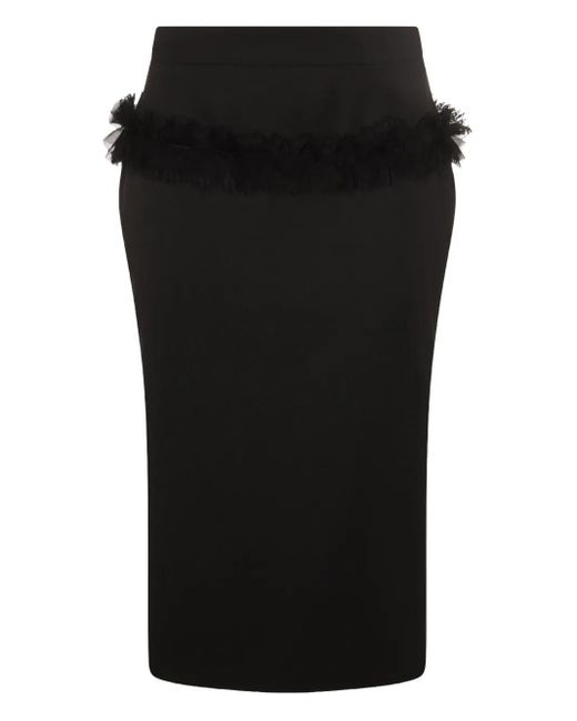 McQueen Black Button-Front Ruffled Skirt