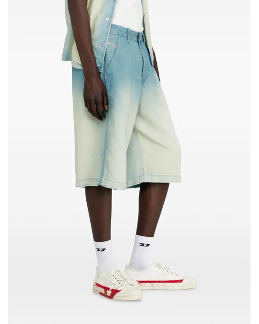 DIESEL Blue Faded Denim Shorts for men