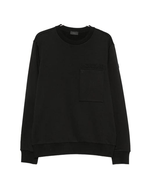 Moncler Black Logo-Patch Crew Neck Sweatshirt for men