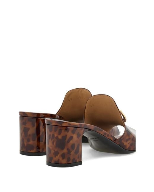 Ferragamo Brown 50Mm Gancini-Buckle Mules