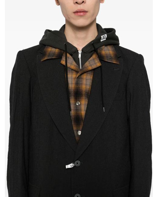 Maison Mihara Yasuhiro Black Multi-Layer Hooded Jacket for men
