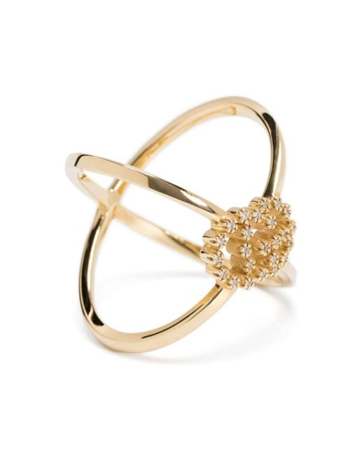 Anillo Interlocking G en oro de 18 ct con diamante Gucci de color Metallic