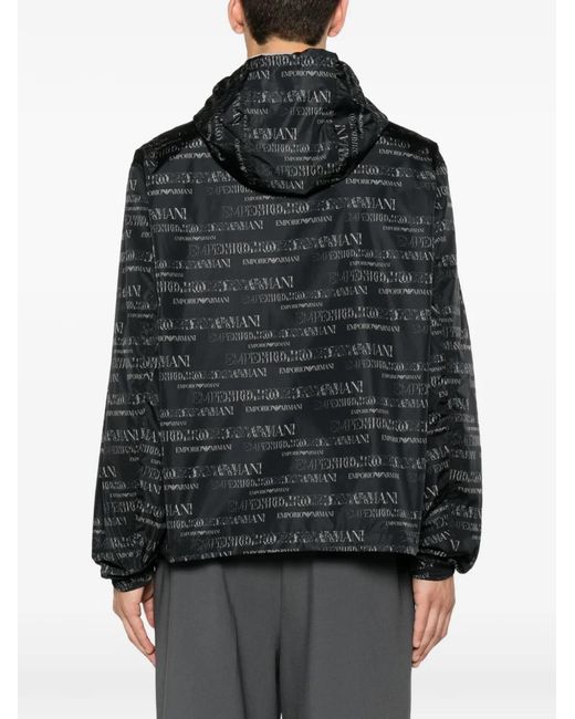 Emporio Armani Black Veste Réversible À Motif De Logo for men
