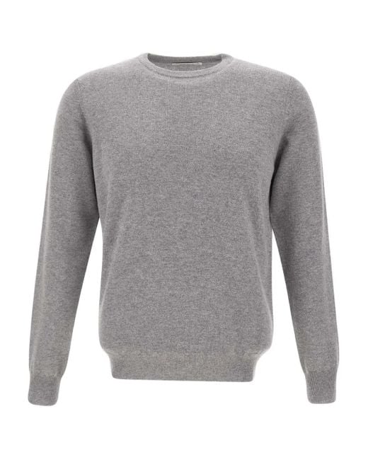Kangra Gray Ribbed-Cuff Cashmere Sweater for men