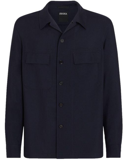 Zegna Blue Alba Oasi-Cashmere Overshirt for men