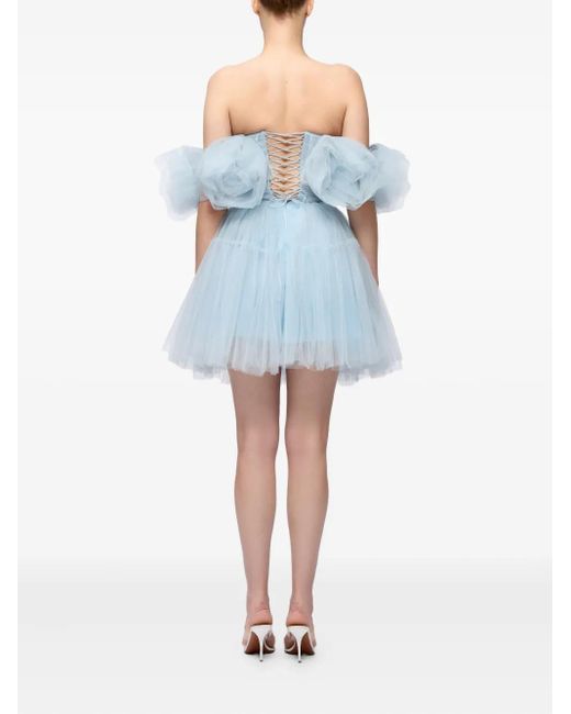 Ana Radu Blue Tulle Off-Shoulder Dress