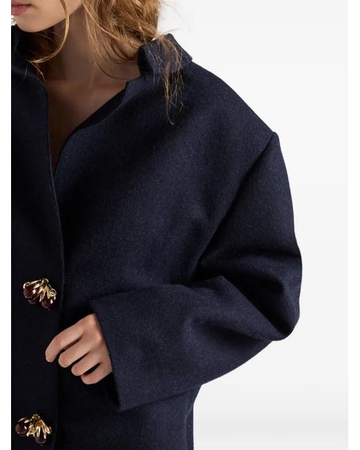 Prada Blue Shetland Wool Jacket With Jewel Buttons